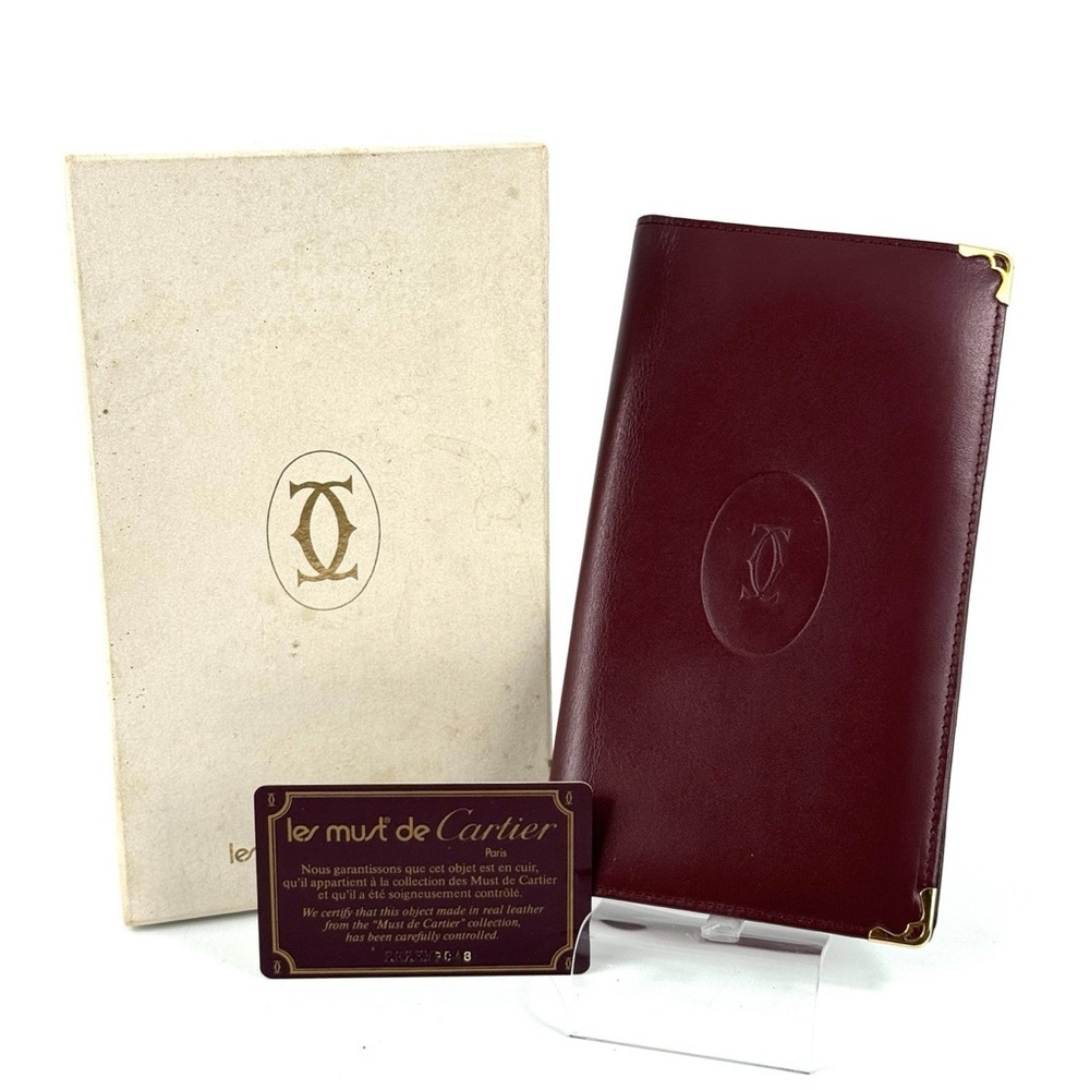 Cartier Les Must Wallet - Bordeaux Leather Men's Bifold Long - Luxury